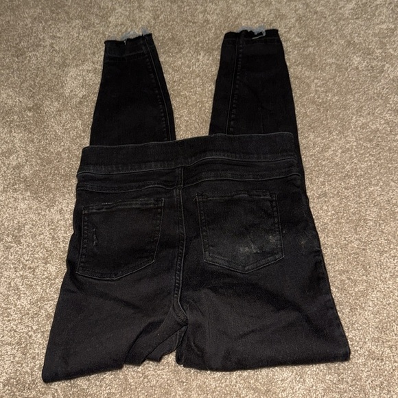 Spanx Distressed Skinny Pull-On Jeans High Rise Raw Hem in Black, XS. B8 - Picture 7 of 7